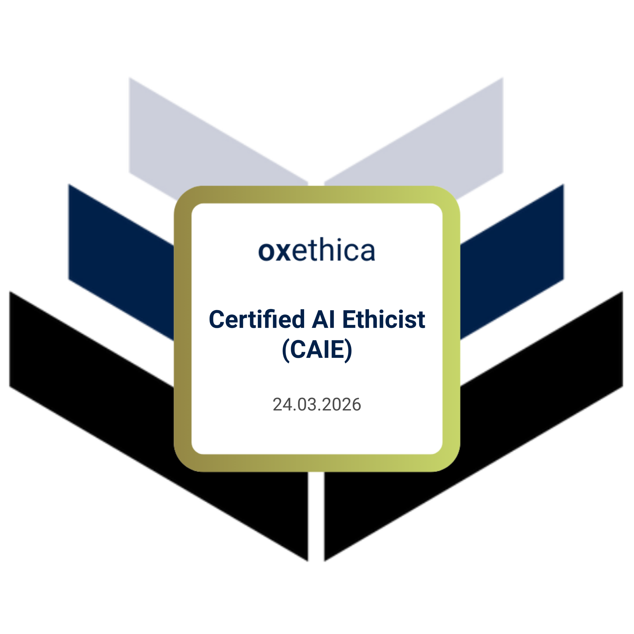 Oxethica Certified AI Ethicist (CAIE) badge, view verified certification